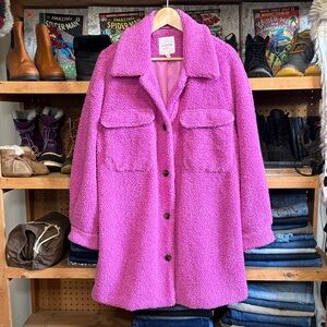 Avec Les Filles Women's Pink Teddy Coat